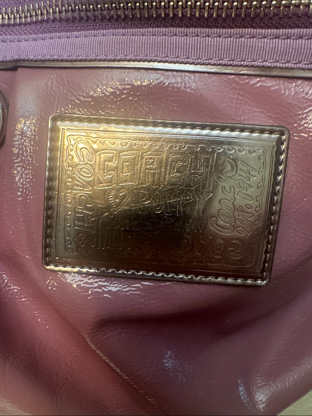 Coach Purple Poppy Jazzy Patent Leather Shoulder Bag - Coach